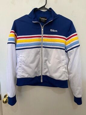 Wilson Blue, White & Multicolor Striped Track Jacket
